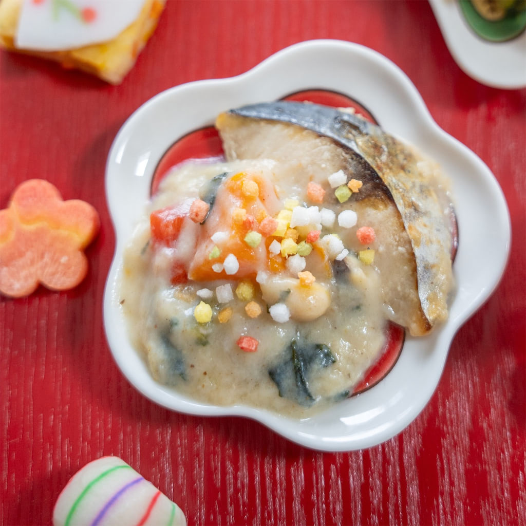 cototeのさわらの豆乳シチューを使った幼児向けお正月アレンジ