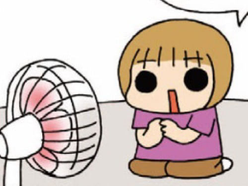 扇風機に願いごとをする次女。そんなご利益あったっけ！？【うちの3姉妹#39】