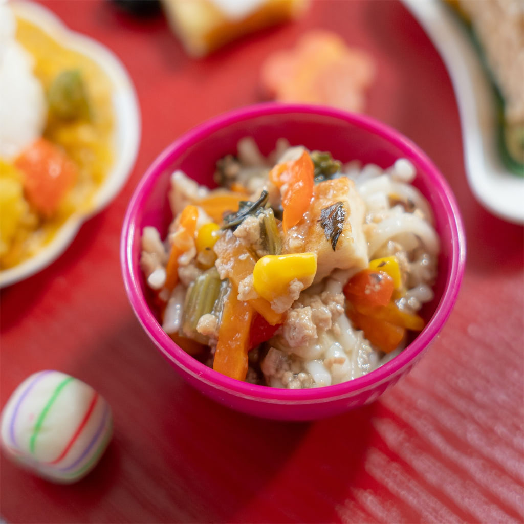 cototeのあんかけうどんで作る幼児向けお雑煮風メニュー