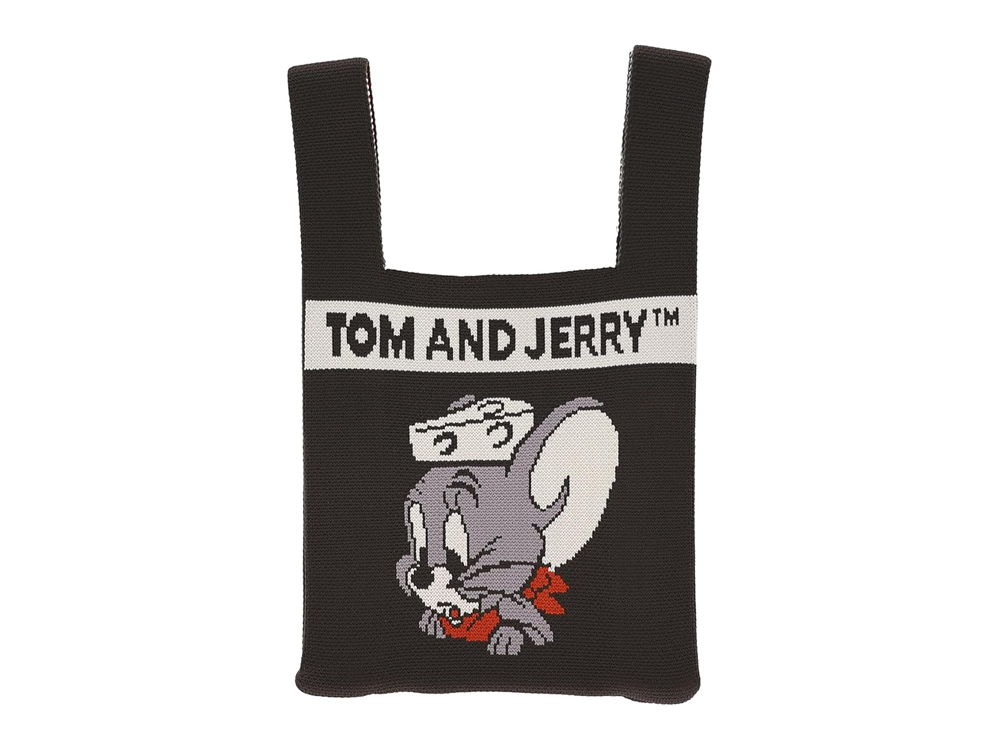 【丸眞】トムとジェリーのトム柄ニットバッグ