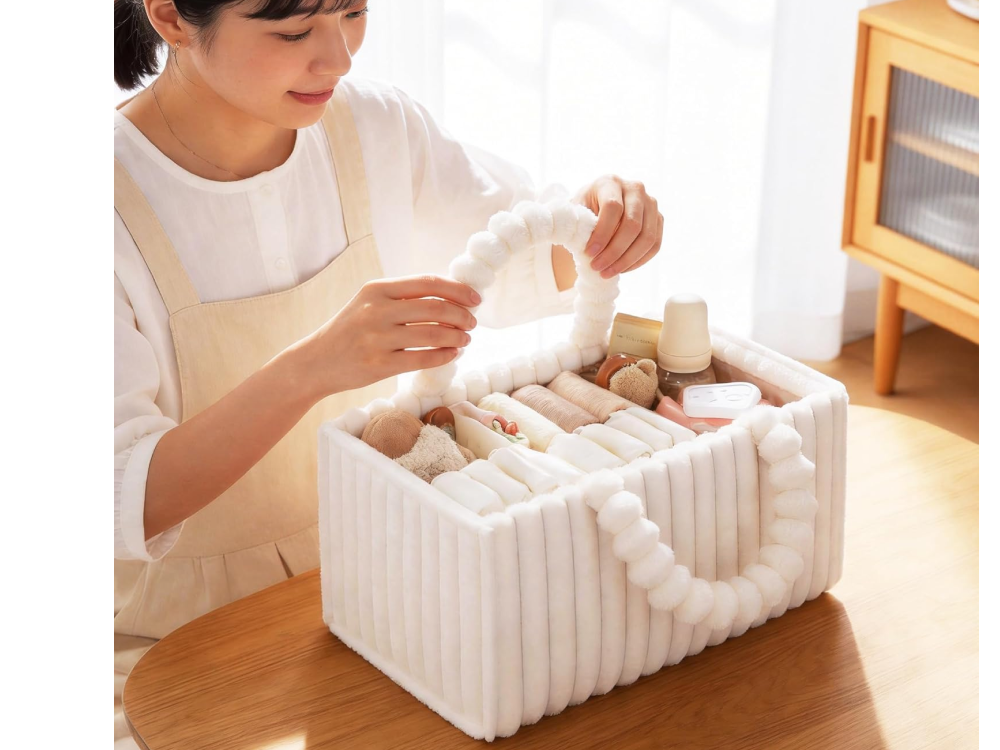 【fozulany】ふわふわと柔らかな生地！北欧風 ベビー用品収納バッグ