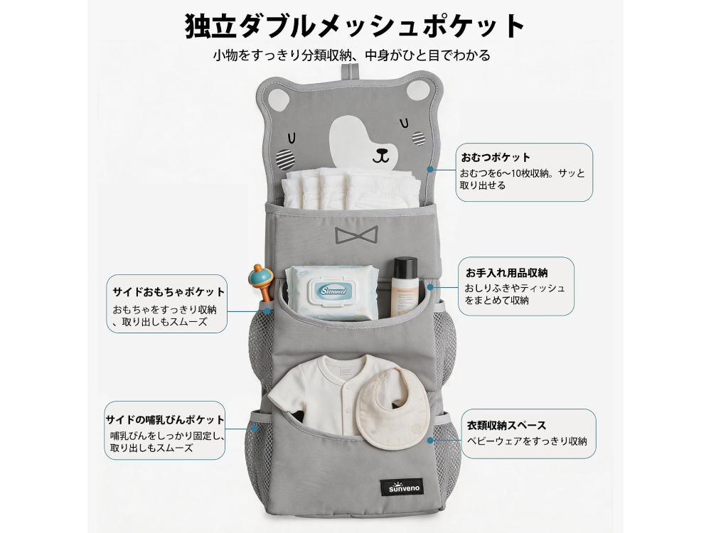 SUNEVNO ハンギングベビーおむつキャディオーガナイザー